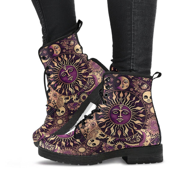 HandCrafted Purple Sun and Moon Witchy Boots - Crystallized Collective