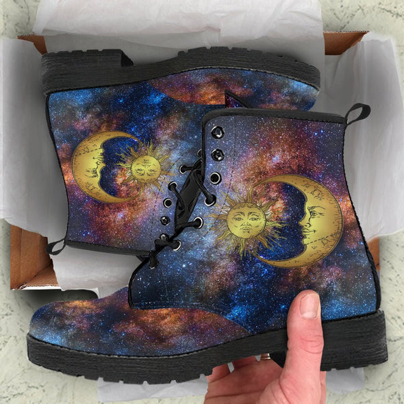 Handcrafted Sun and Moon Galaxy Boots - Crystallized Collective