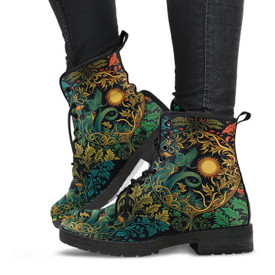 HandCrafted Sun and Moon Jungle Art Boots - Crystallized Collective