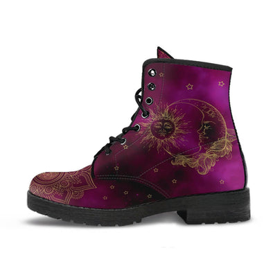 HandCrafted Sun and Moon Purple Mandala Boots - Crystallized Collective