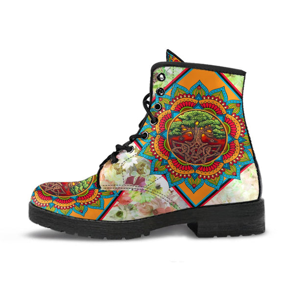 HandCrafted Tree of Life Floral Mandala Boots - Crystallized Collective