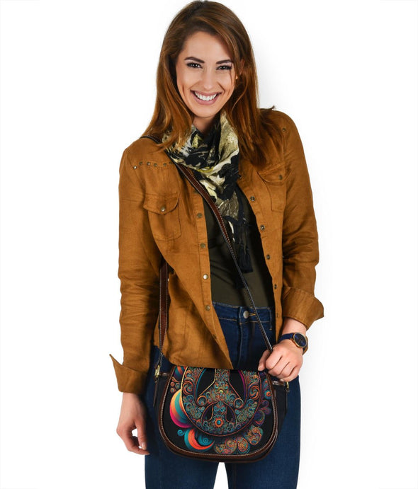 Hippie Peace Canvas Saddle Bag - Crystallized Collective
