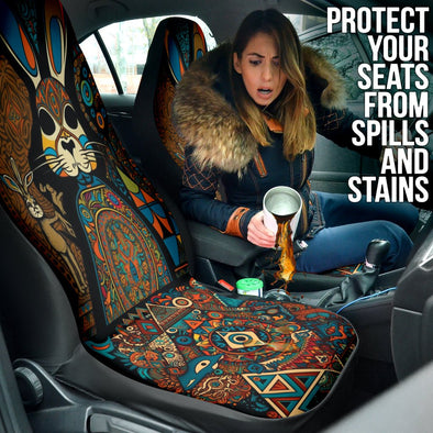 Hippie Psychedelic Rabbit Car Seat Cover - Crystallized Collective