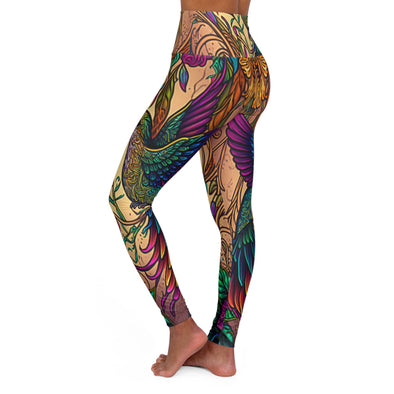 Hummingbird Jungle Vines High Waist Yoga Legging - Vibrant and Stylish! - Crystallized Collective