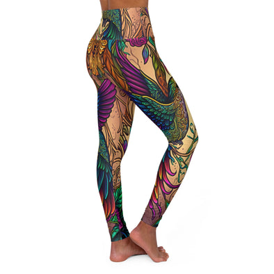 Hummingbird Jungle Vines High Waist Yoga Legging - Vibrant and Stylish! - Crystallized Collective
