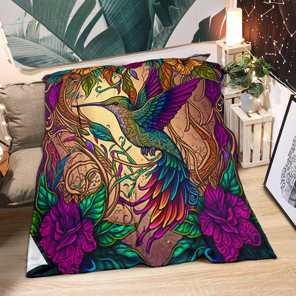 Hummingbird Jungle Vines Premium Blanket - Crystallized Collective