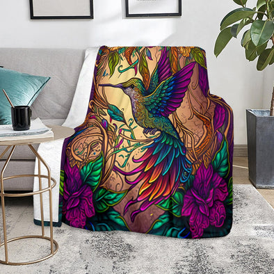 Hummingbird Jungle Vines Premium Blanket - Crystallized Collective