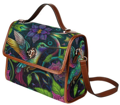 Jungle Hummingbird Canvas Satchel Bag - Crystallized Collective