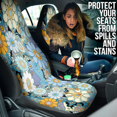 Light Hippie Flowers Car Seat Covers - Crystallized Collective