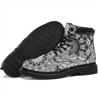 Line Art Mandala Suede Boots - Crystallized Collective