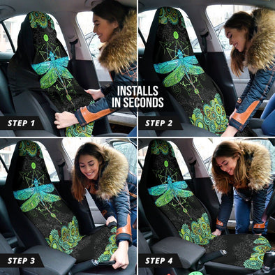 Mandala Dragonfly Car Seat Covers - Crystallized Collective