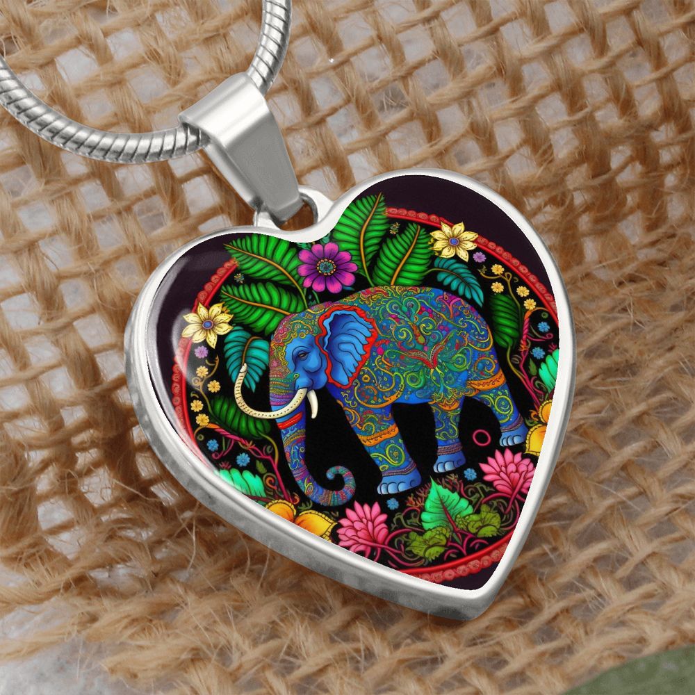 Mandala Elephant Heart Necklace - Crystallized Collective