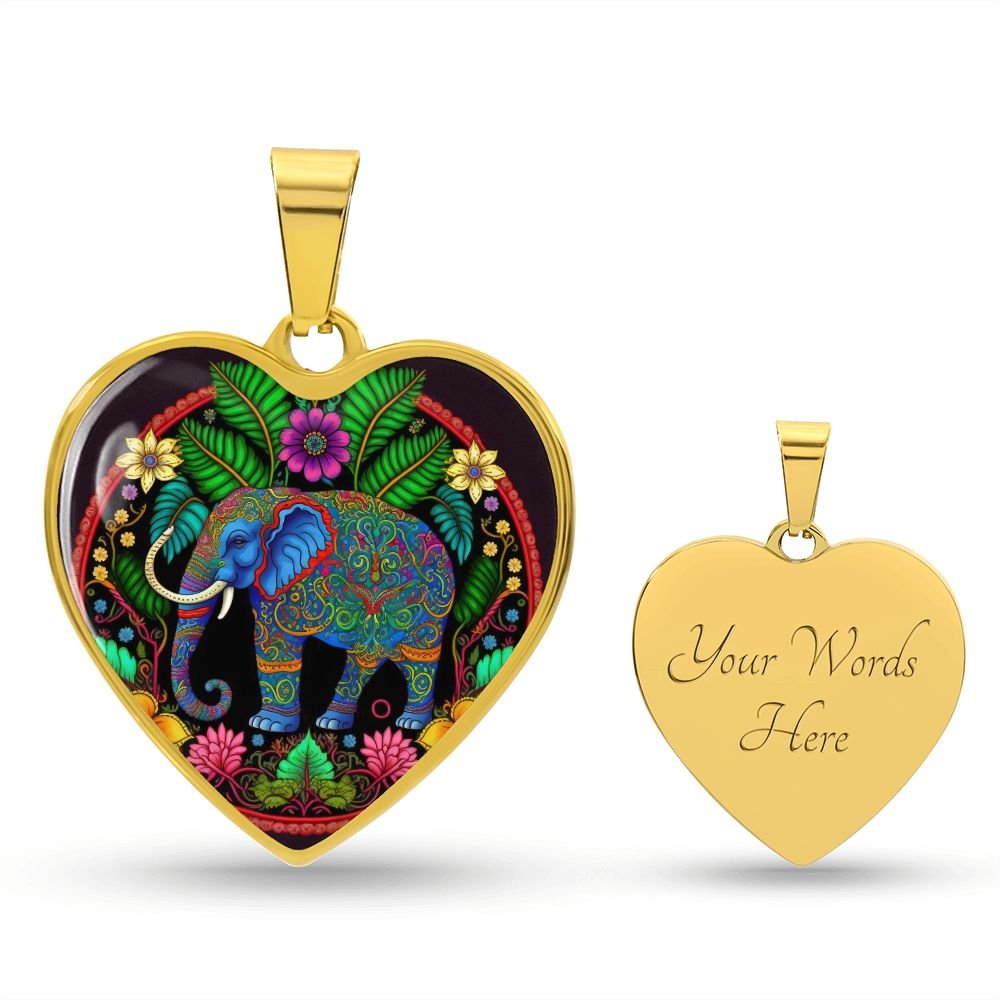 Mandala Elephant Heart Necklace - Crystallized Collective