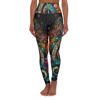 Melodic Garden: Vibrant High-Waist Yoga Leggings - Crystallized Collective