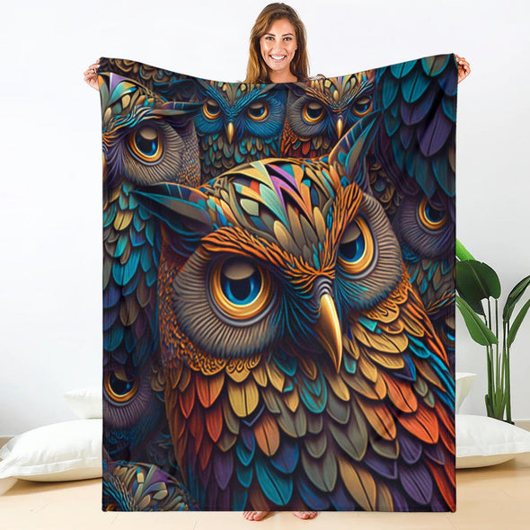 MultiColor Owl Premium Blanket - Crystallized Collective