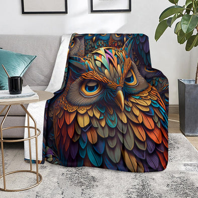 MultiColor Owl Premium Blanket - Crystallized Collective