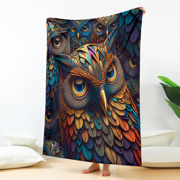 MultiColor Owl Premium Blanket - Crystallized Collective