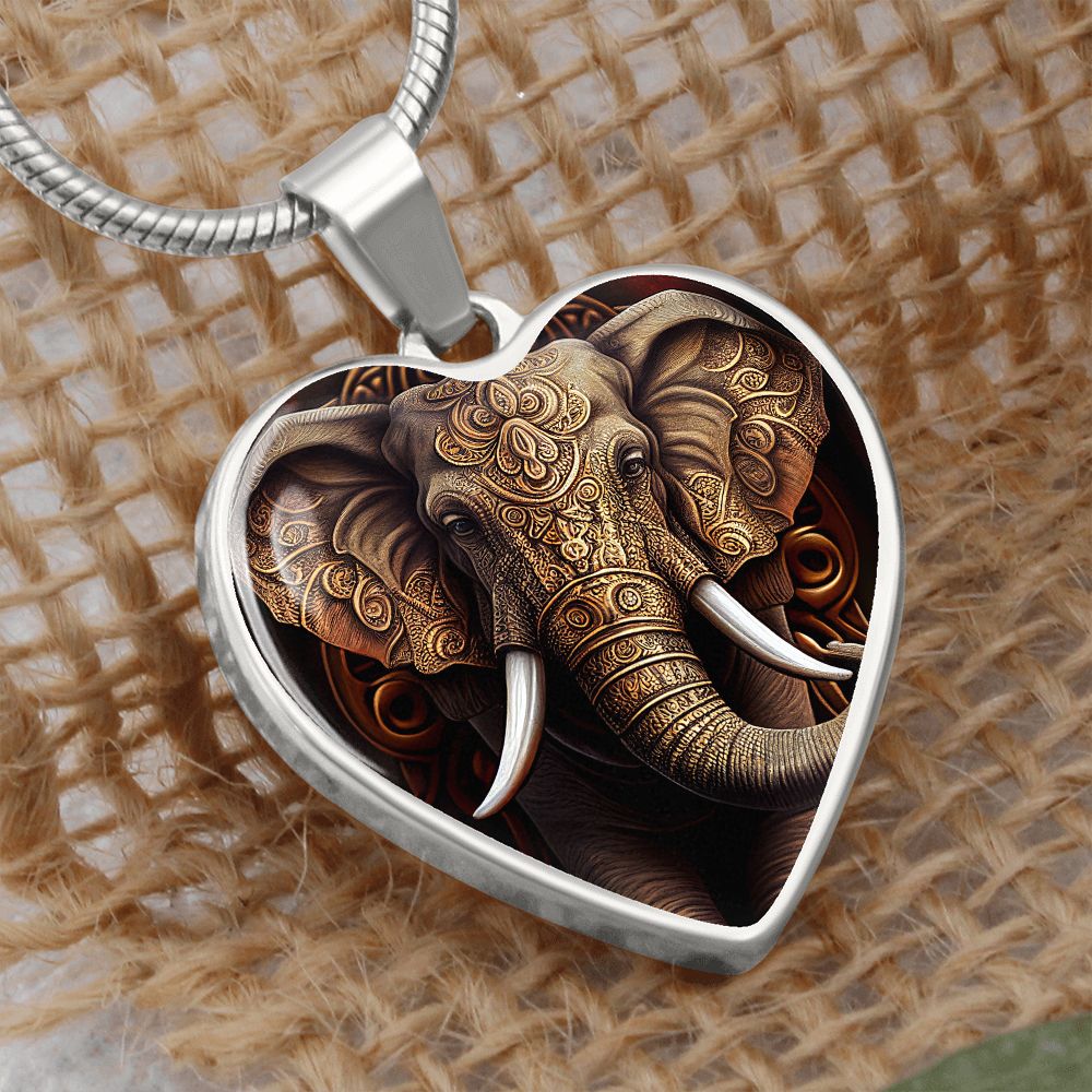 Ornate Elephant Heart Necklace - Crystallized Collective