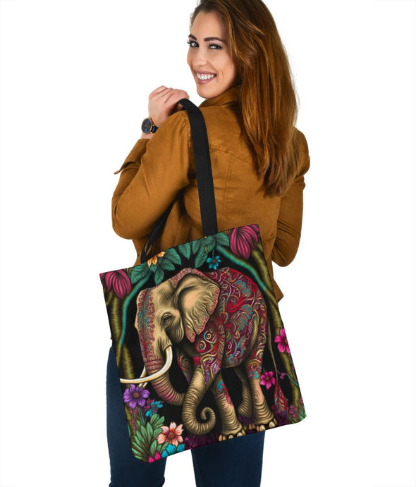 Ornate Jungle Elephant Tote Bag - Crystallized Collective