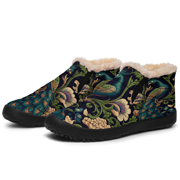 Ornate Peacock and Flowers Winter Sneakers - Crystallized Collective