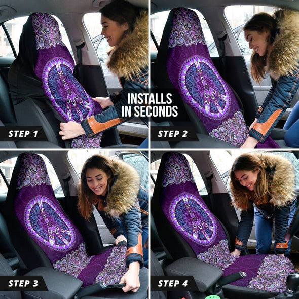 Peace Mandala Purple Car Seat Covers - Crystallized Collective