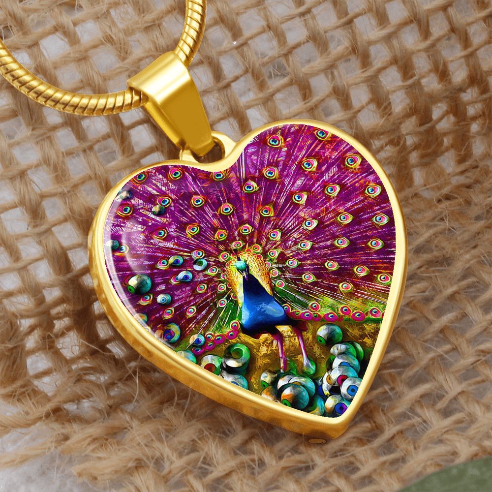 Peacock 1 Heart Necklace - Crystallized Collective