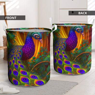 Peacock Jungle Vines Laundry Basket - Crystallized Collective