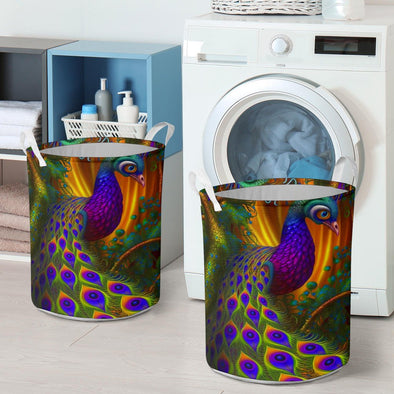 Peacock Jungle Vines Laundry Basket - Crystallized Collective