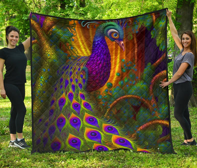 Peacock Jungle Vines Premium Quilt - Crystallized Collective