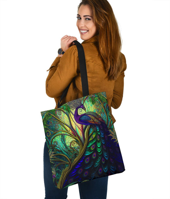 Peacock Jungle Vines Tote Bag - Crystallized Collective