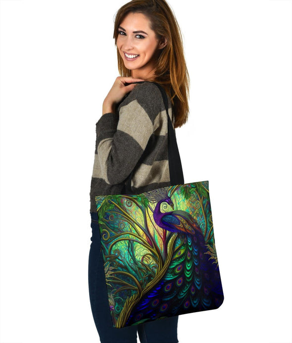 Peacock Jungle Vines Tote Bag - Crystallized Collective