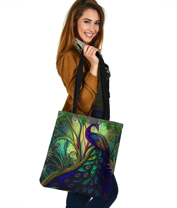 Peacock Jungle Vines Tote Bag - Crystallized Collective