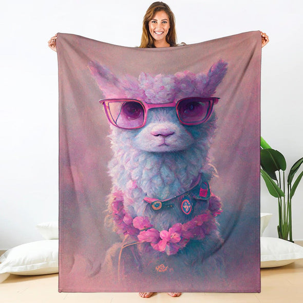 Pink Llama Premium Blanket - Crystallized Collective