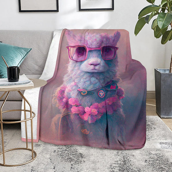 Pink Llama Premium Blanket - Crystallized Collective