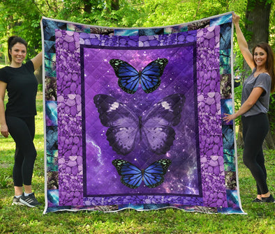 Premium Galaxy Butterfly Quilt - Crystallized Collective