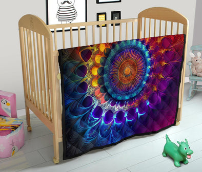 Psychedelic Art Mandala Premium Quilt - Crystallized Collective