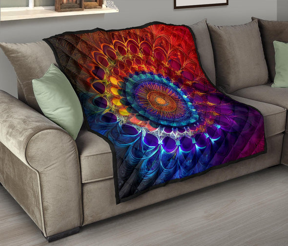 Psychedelic Art Mandala Premium Quilt - Crystallized Collective