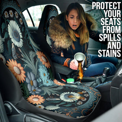 Psychedelic Cottagecore Flowers Seat Cover - Crystallized Collective