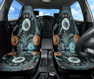 Psychedelic Cottagecore Flowers Seat Cover - Crystallized Collective