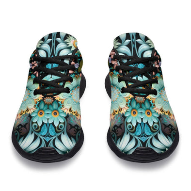 Psychedelic Cottagecore Flowers Sport Sneakers - Crystallized Collective
