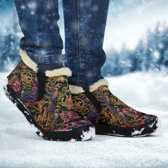 Psychedelic Cottagecore Hummingbirds Winter Sneakers - Crystallized Collective