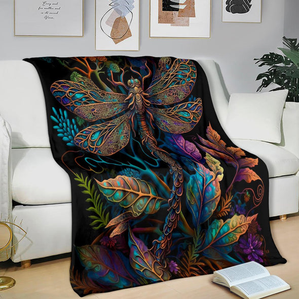 Psychedelic Dragonfly Premium Blanket - Crystallized Collective