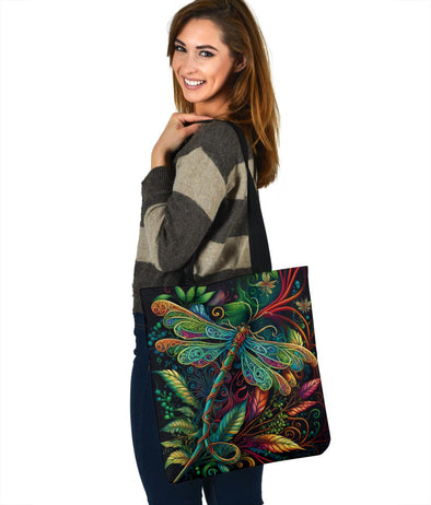 Psychedelic Dragonfly Vines Tote Bag - Crystallized Collective