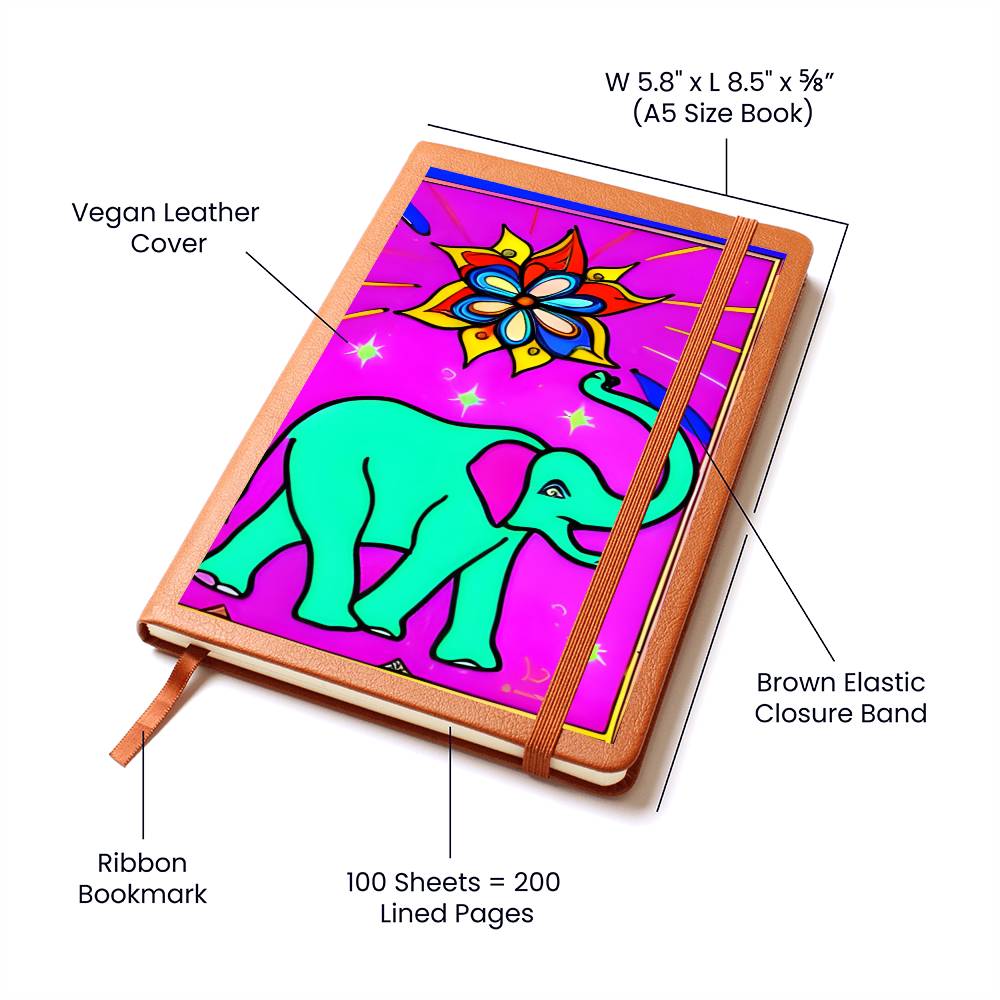 Psychedelic Elephant Art Graphic Journal - Crystallized Collective