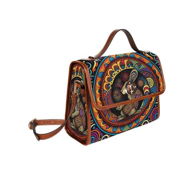 Psychedelic HIppie Rabbit Hole Canvas Satchel Bag - Crystallized Collective