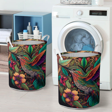 Psychedelic Hummingbird Laundry Basket - Crystallized Collective