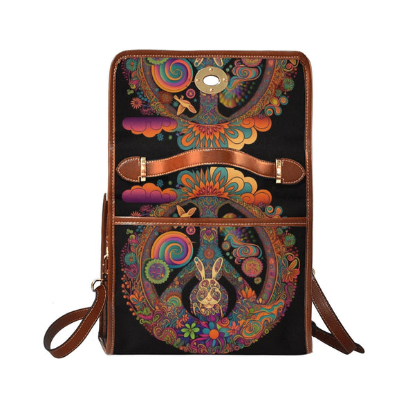 Psychedelic Peace Hippie Wonderland Canvas Satchel Bag - Crystallized Collective