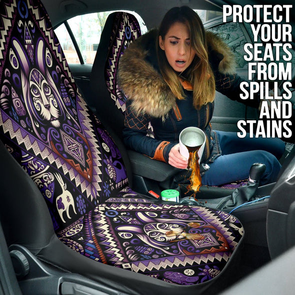 Psychedelic Purple Aztec Rabbit Car Seat Cover - Crystallized Collective