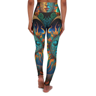 Psychedelic Sun and Moon High Waist Yoga Legging: Vibrant Serenity - Crystallized Collective