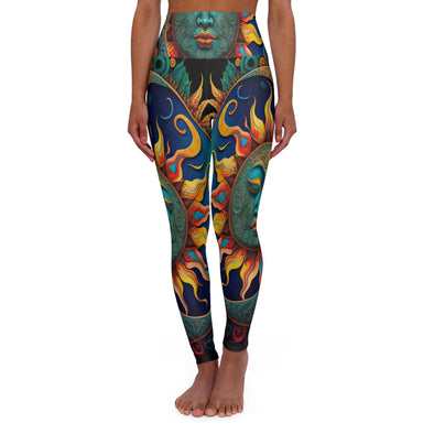 Psychedelic Sun and Moon High Waist Yoga Legging - Vibrant Serenity - Crystallized Collective